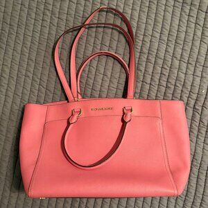 Michael Kors Emmy Large Tote – Tulip Pink Saffiano Leather, Great Condition